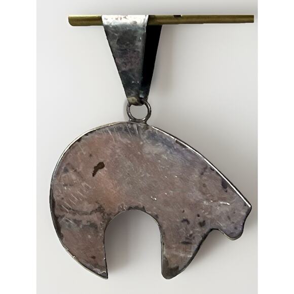 Vintage Native American Sterling Silver STORYTELLER Handmade BEAR FETISH Pendant - Picture 8 of 10